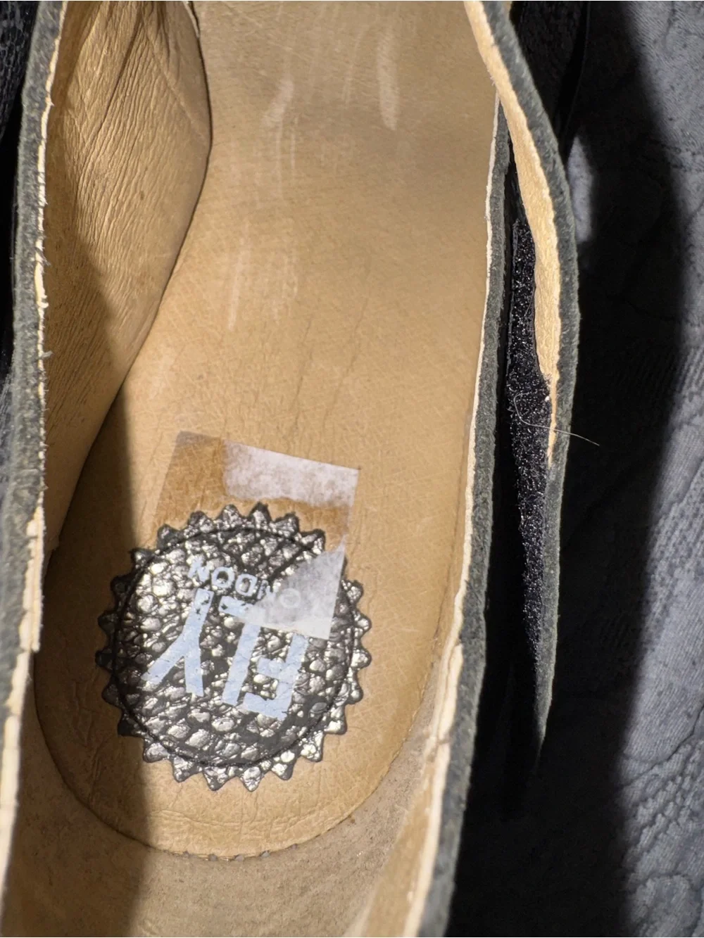 New Fly London Lato Mary  Janes Wedge Shoes Gray Silver 9.5